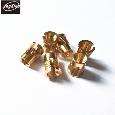 Customized Slotted Head Brass Knurled Insert Lock Nut for plastic